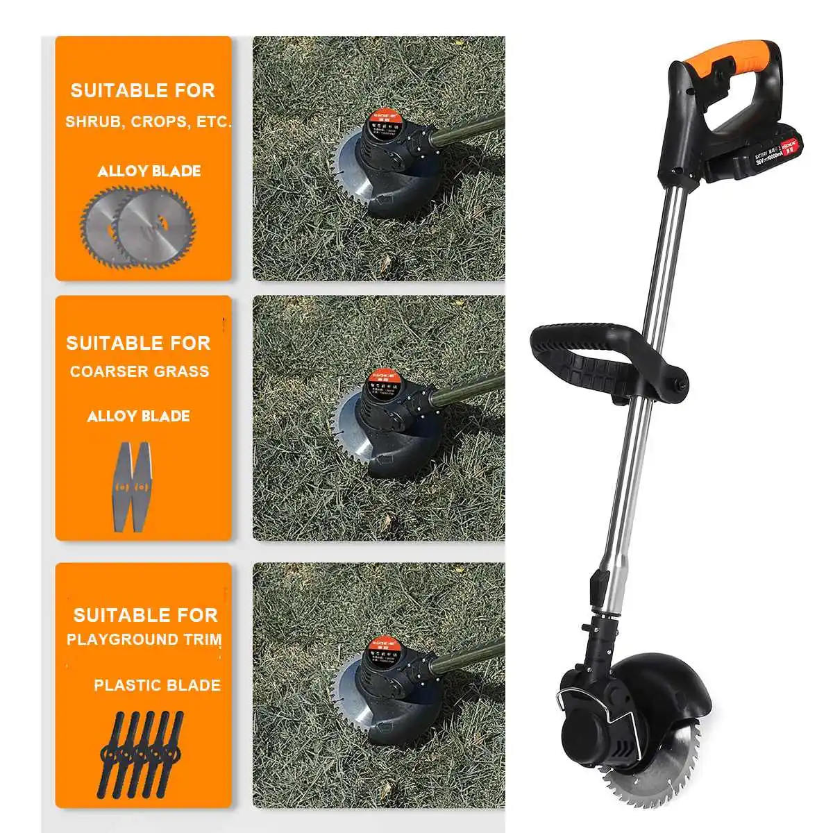36V Electric Grass Trimmer Li-ion Cordless Lawn Mower Hedge Trimmer Adjustable Garden Pruning Power Tools for Makita 18V Battery