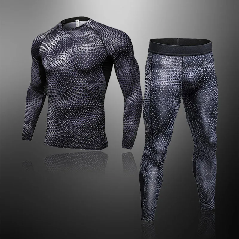 Зимний спортивный костюм, Мужская футболка, леггинсы для фитнеса, Лидер продаж, мужской костюм для бега 3xl от AliExpress WW