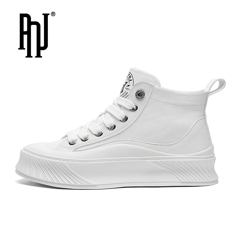 

PNJ board shoes women's thick soled white shoes 2021 autumn new official retro fashion shoes ins high top women's shoes
