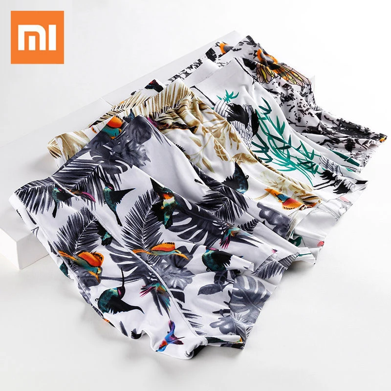 

Трусы-боксеры Xiaomi мужские ультратонкие, шелковые шорты с принтом, нижнее белье, большие размеры 3XL 4XL 5XL, 3 шт.