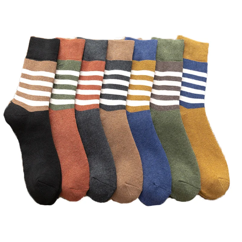 

New 5 Pair/Lot Men's Wool Harajuku Socks Stripe Casual Calcetines Hombre Thick Cotton Socks Winter Warm Sokken Male High Quality