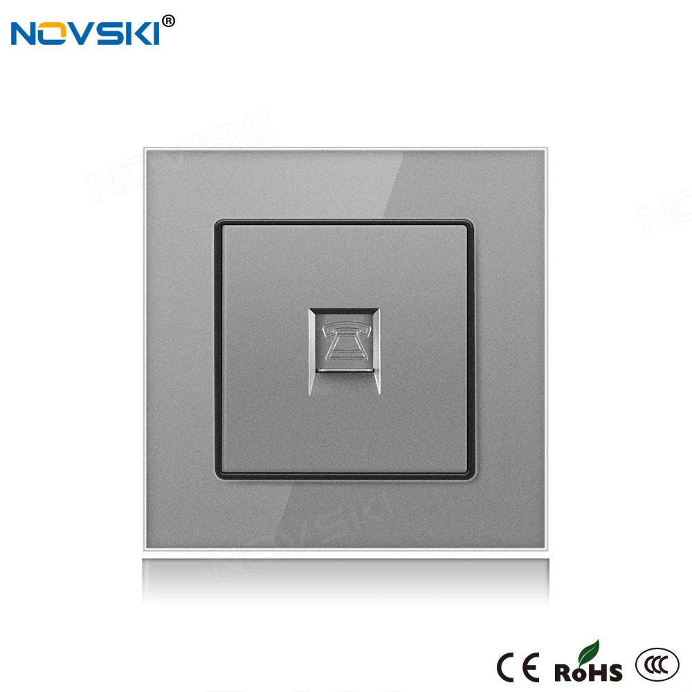 Розетка RJ11 из закаленного стекла роскошная Телефонная настенная панель для