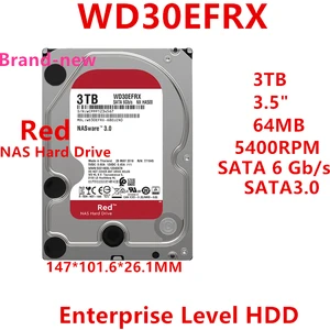 Новый оригинальный жесткий диск для WD Красный 3 ТБ 3, 5 дюйма SATA 6 ГБ/сек. 64 Мб 5400 об/мин для внутреннего жесткого диска для жесткого диска NAS для WD30EFRX