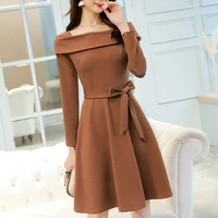 2021 new fashion spring fall dress for women long sleeve cotton elegant sashes office ladies work wear casual dresses clothes