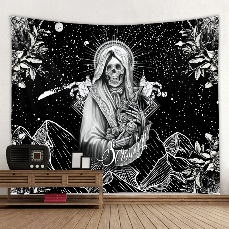 Большой гобелен Настенный Ковер с изображением солнца Луны мандалы Таро белого и