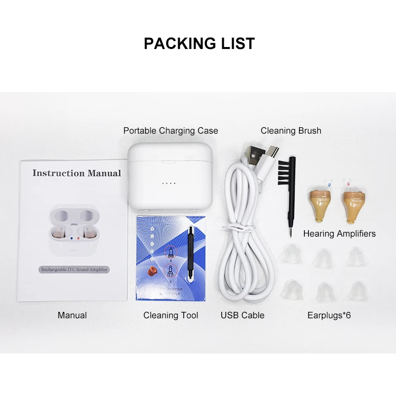 Слуховой аппарат для пожилых людей с низким уровнем шума зарядка от USB 1 пара |