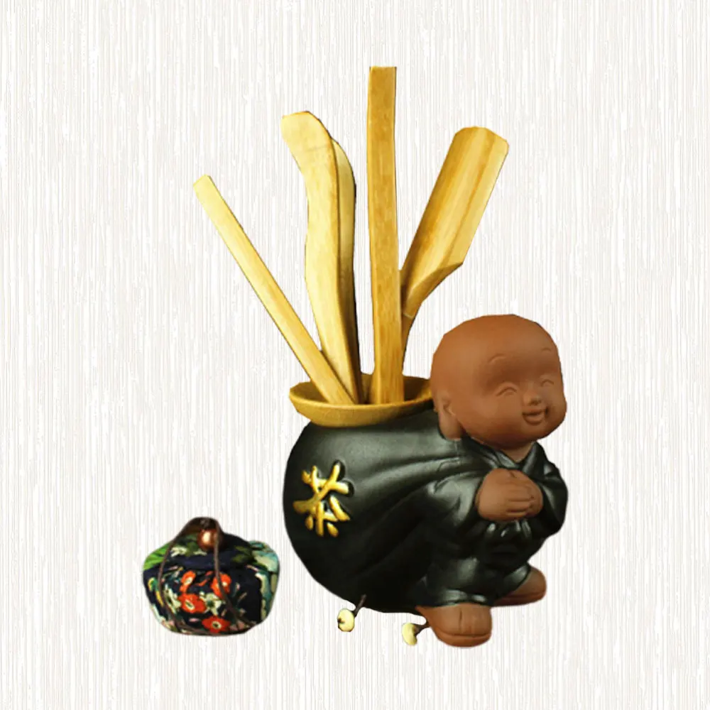 

1 Set/6 Pcs Little Monk Style Tea Making Tool Kit Chinese Kung Fu Tea Set Kitchen Tea Accessories for Office Teahouse (Filter/Te