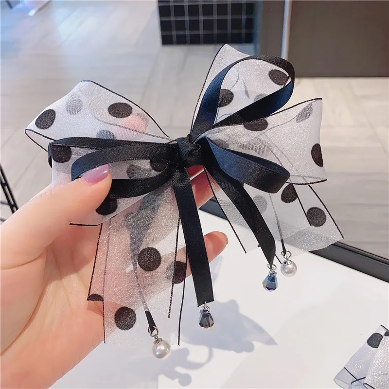

Fashion Lace Ribbon Hairgrips Dot Bow Hairpins for Hair Women Girls Bows Hair Clip Elegant Hair Accessories for Women Barrettes