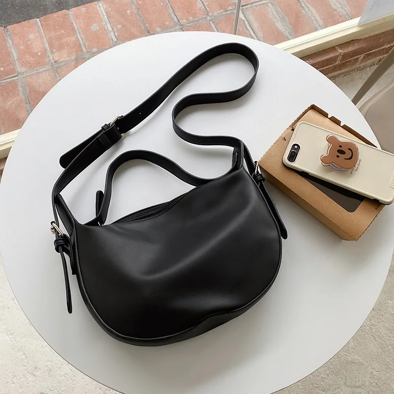 

Women Shoulder Handbags Purses Female Casual Versatile Saddle Bag Soild Color Travel Bags For Ladies Simple Zipper Crossbody bag