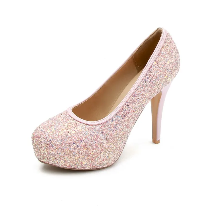 

Big Size Fashion Sequin high heels ladies high heels women shoes woman pumps
