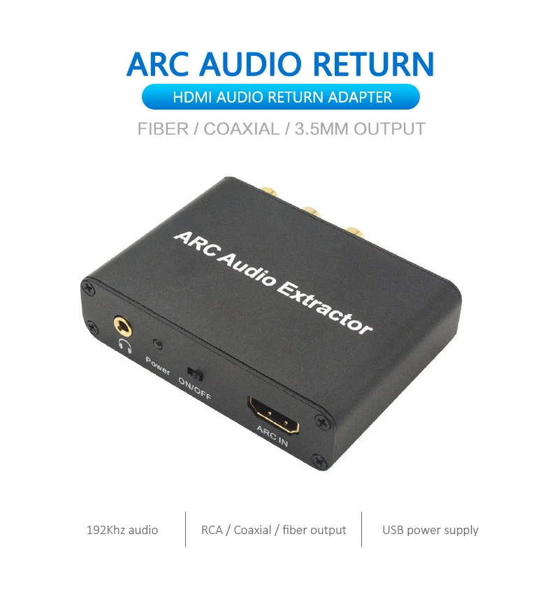 ARC Audio Adapter HD-MI Extractor Digital to Analog Converter DAC SPDIF Coaxial RCA 3.5mm Output 192KHz Aluminum | Электроника