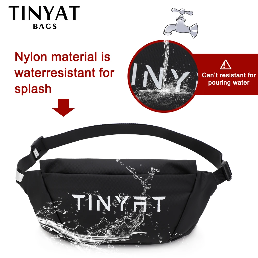 

TINYAT Black Waist Pouch For Men PU Sports Chest bag Man Belt Pouch Women Fanny Pack Travel Phone Purse Crossbody Bags For Women