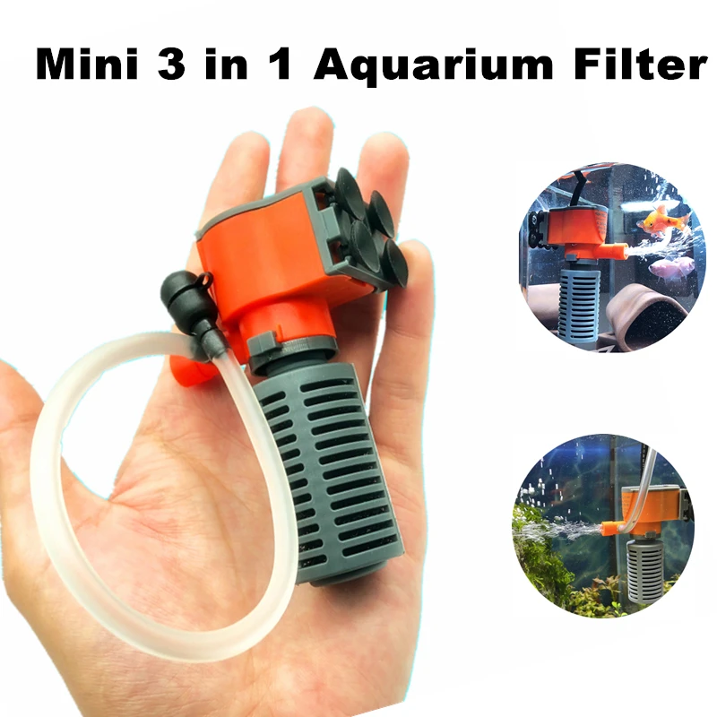 

3W Mini Internal Aquarium Filter 3 in 1 Submersible Water Circulation Pump Filter Add Oxygen For Fish Turtle Tank