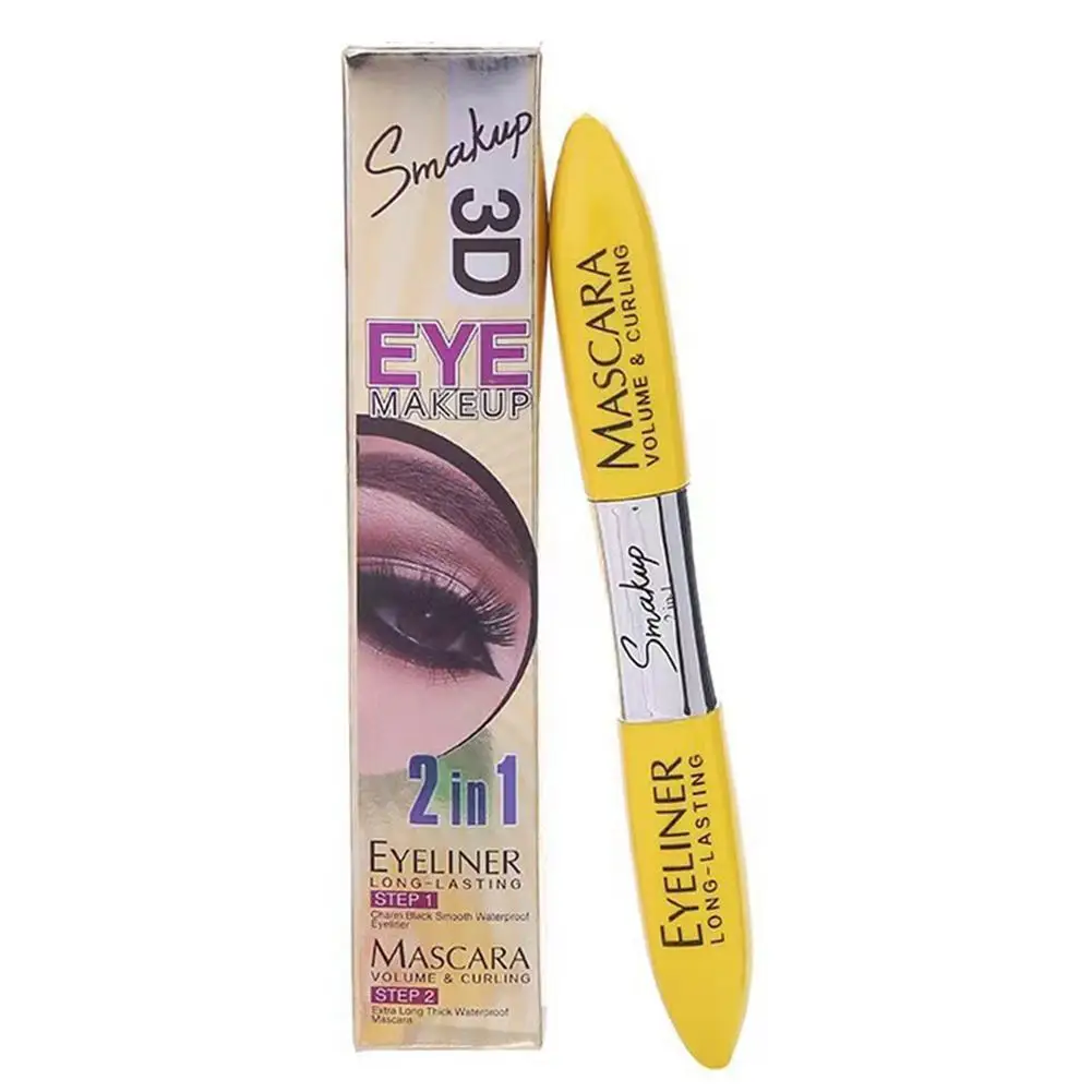 

Silk Fiber Eyelash Mascara Natural Lasting Fast-dry Mascara Lengthening Eyeliner Double Head Waterproof Eyelash Mascara