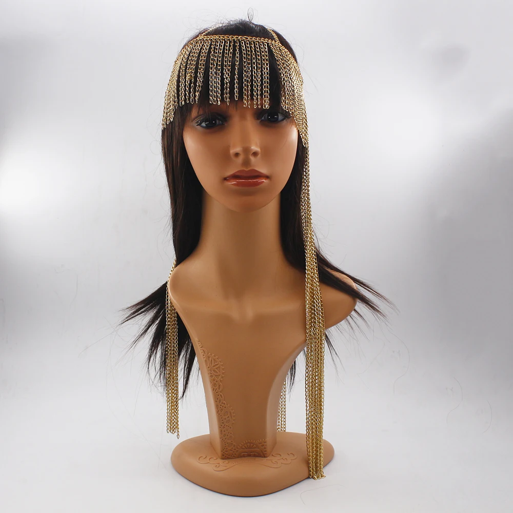 Цепочка на голову женская из алюминия с кисточками в стиле панк головной убор для