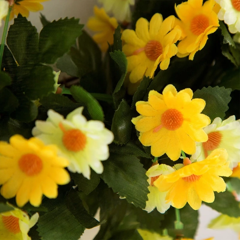 

Artificial Yellow Daisy Spring Flower Wreath Green Leaves Wedding Front Door
