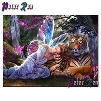 5d butterfly fairy and tiger diamond painting embroidery diy full squareround mosaic picture rhinestone handmade girl gift