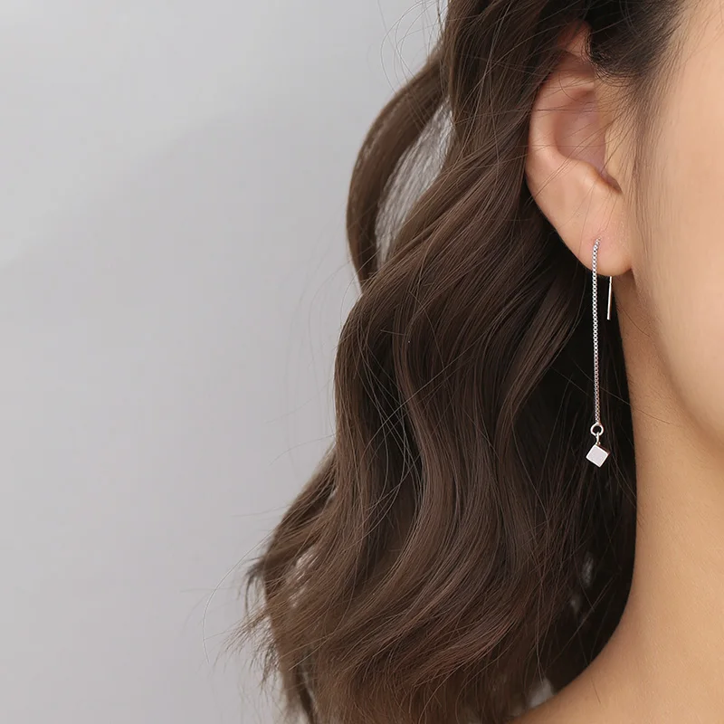 

Серьги-подвески женские из серебра 925 пробы, квадратные, геометрические