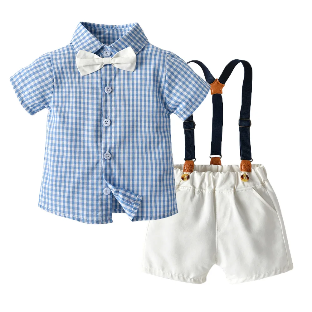 

Brother and Sister Matching Outfits for Children Kids Summer Sets Baby Boys Gentleman Suits Toddler Girls Yellow Blue Dress Set