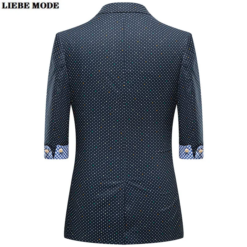 Мужской приталенный Блейзер в горошек деловой Повседневный тонкий пиджак с