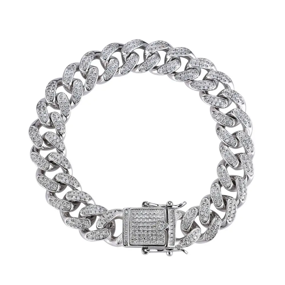 Медный микро браслет с камнями циркона Bling 7 дюймов 8 дюймов 9 дюймов 3 цвета B011