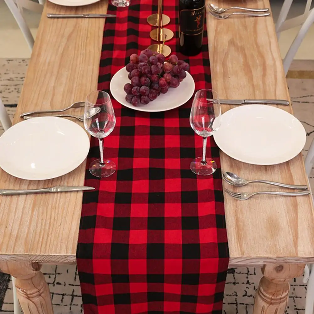 Рождественская скатерть в клетку тканевый коврик с рисунком Женский
