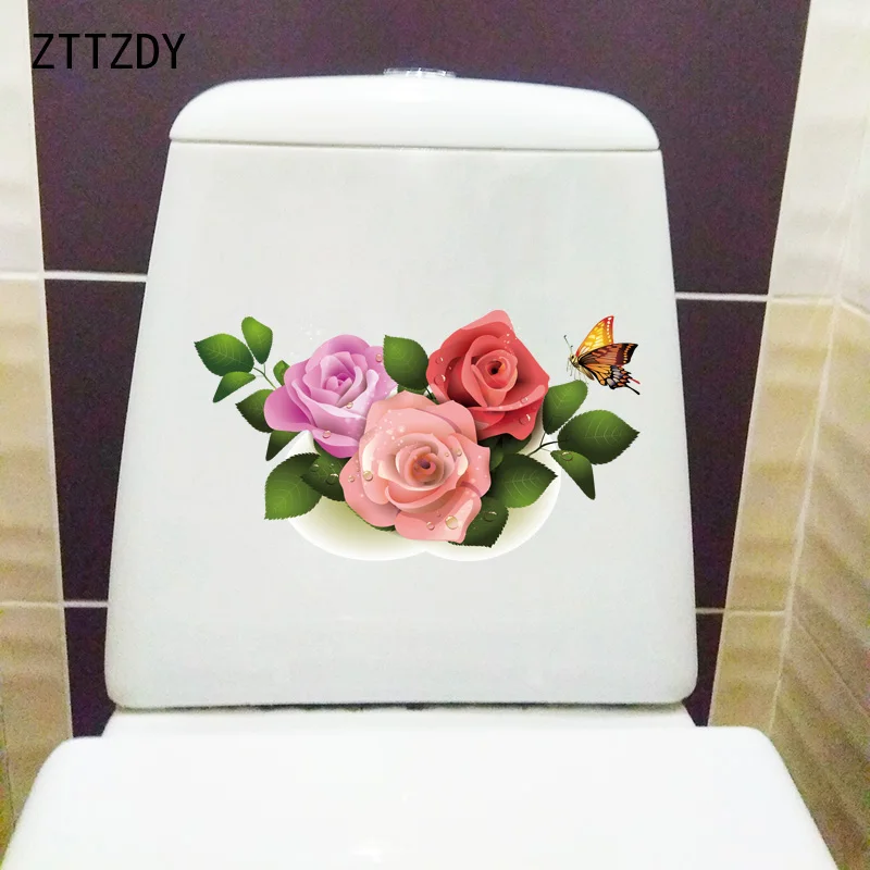 

Аксессуары для унитаза ZTTZDY, 26,8 см × 15,1 см, романтическая роза, наклейки для стены в гостиной, T2-0869