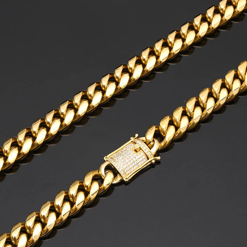 Хип хоп микро Шипованная Пряжка кубинская цепь браслет мужские из нержавеющей