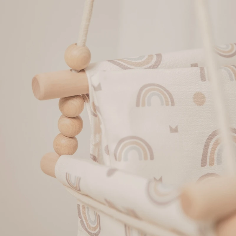 Детский стул из холщовой ткани с мультяшным рисунком подвесная деревянная