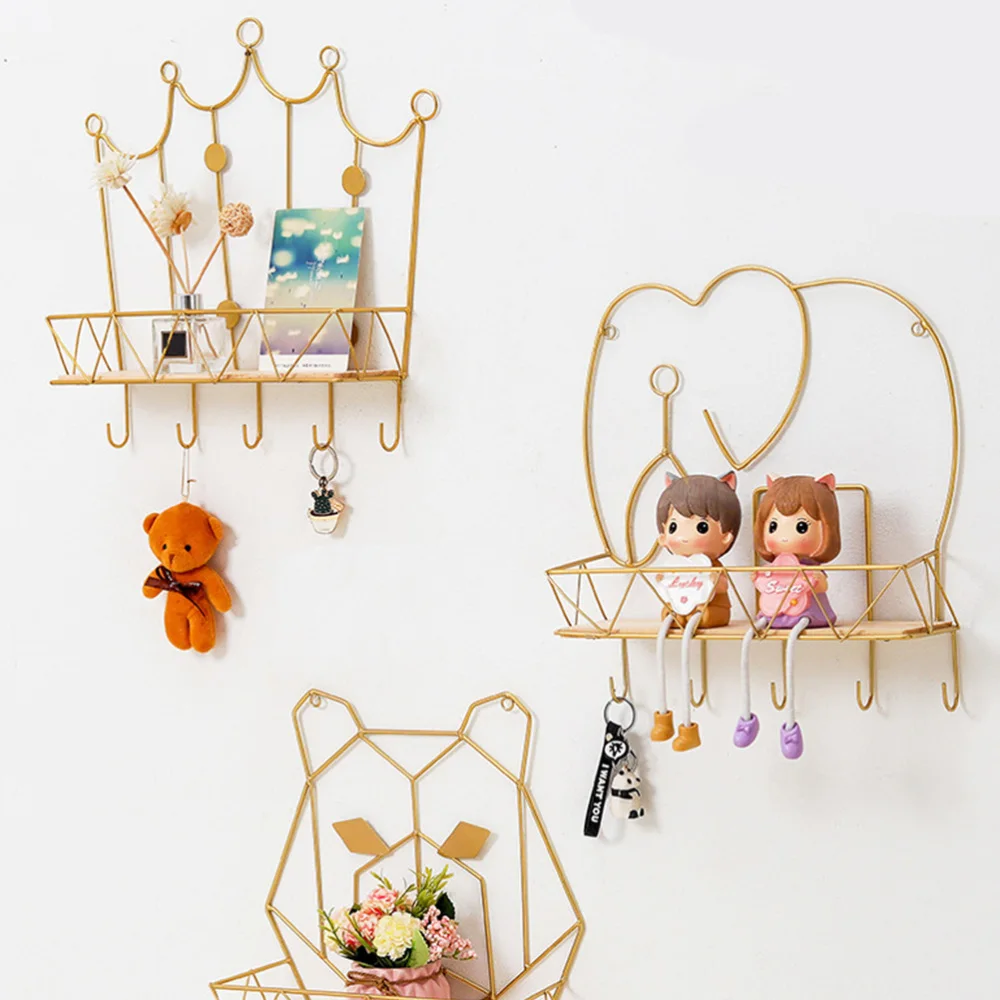 

1Pc Wall-mounted Storage Rack Decorative Wall Hooks Home Wall Rack Ornament