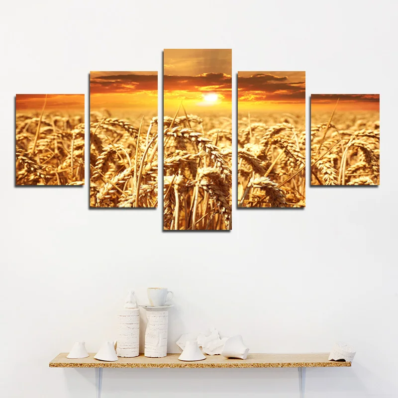 

Golden Rice Canvas Poster Paddy Landscape Posters And Prints Sunset Wall Pictures Paintings Wall Decor For Home Decoration