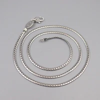 pure 925 sterling silver necklace width 3mm flat curb snake link chain necklace 60cm 14 15g for man lucky gift