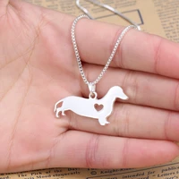 lovely pet dog shaped pendant necklace for women men cute animal heart silver color chain party gifts friendship jewelry