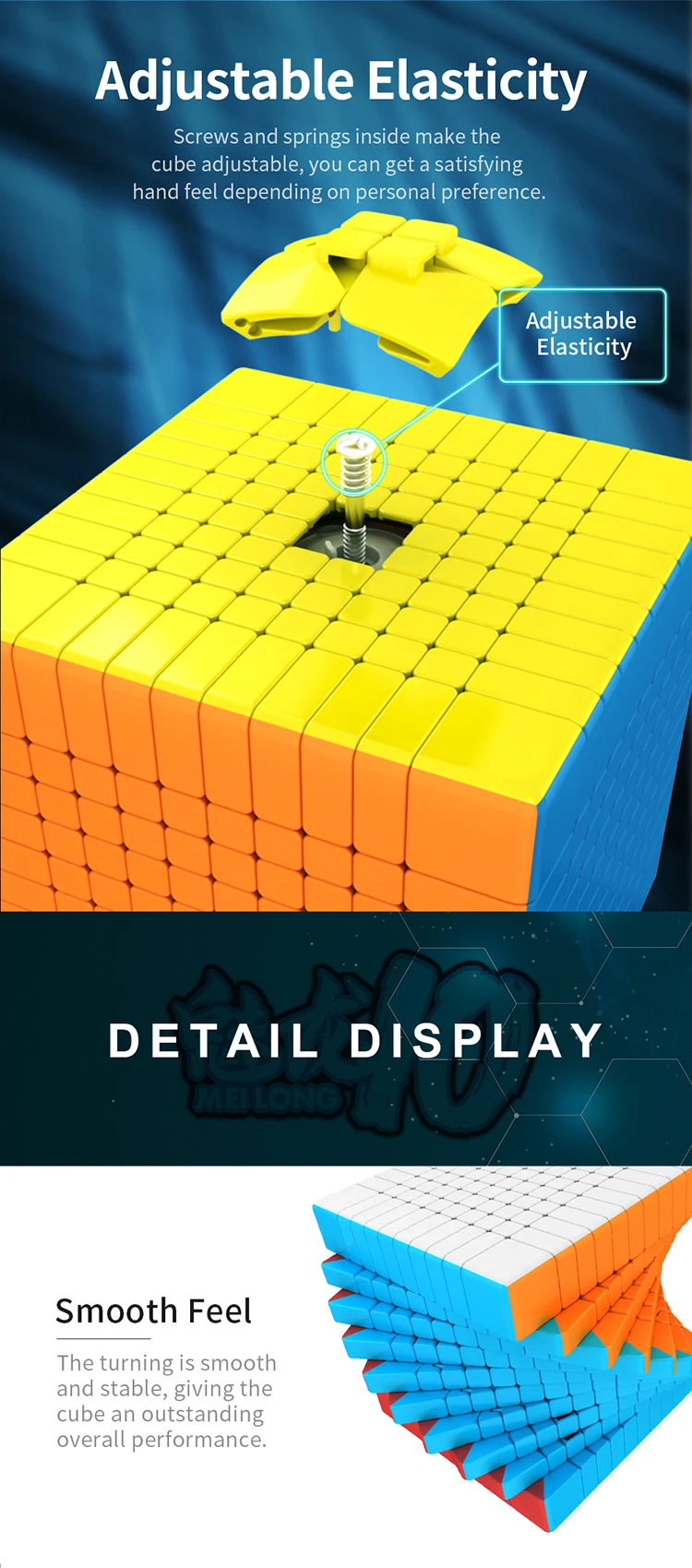 Moyu Yuhu Meilong 10x10x10 кубик без наклеек матовая поверхность 10x10 Magic Скорость куб головоломка 10 слоев Cubo развивающая игрушка