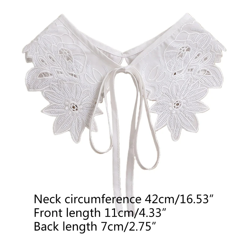 

Womens Hollow Out Dragonfly White False Fake Collar Lolita Jacquard Floral Lace Big Shawl Decorative Necklace Short Poncho M17