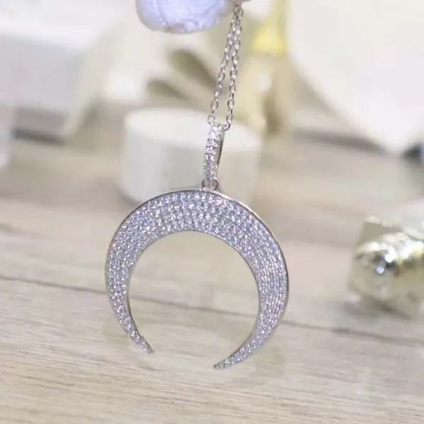 Вечерние ювелирные изделия из серебра 925 пробы с лунным кулоном 3 А|moon necklace|designer
