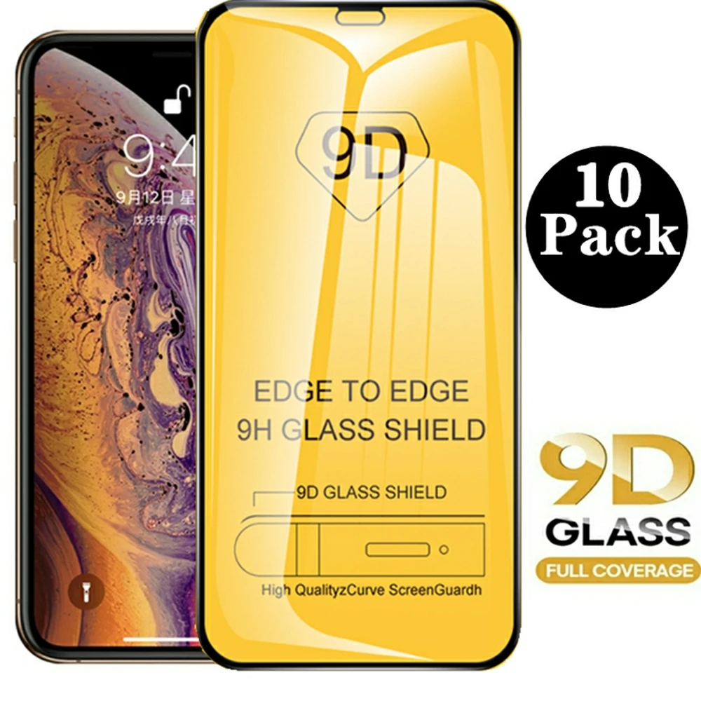 

9D Full Cover Screen Protector Film on iPhone Xr Xs Max X 6 6S Plus 7 8 Plus 12 11 Pro Max SE 2020 For Tempered Glass