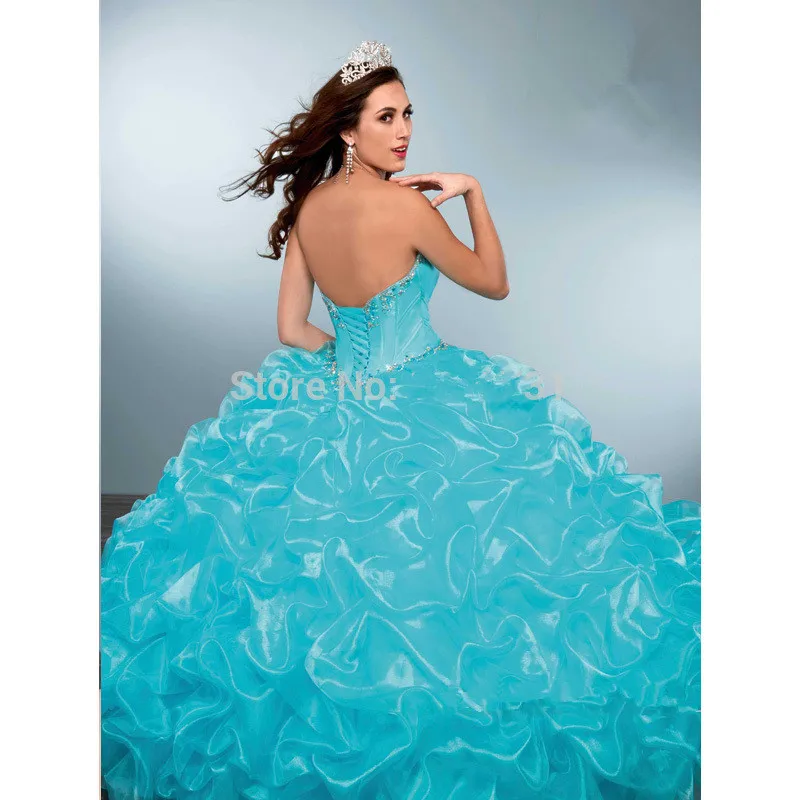 Персиковые бальные платья Quinceanera милое платье из органзы с оборками и бисером