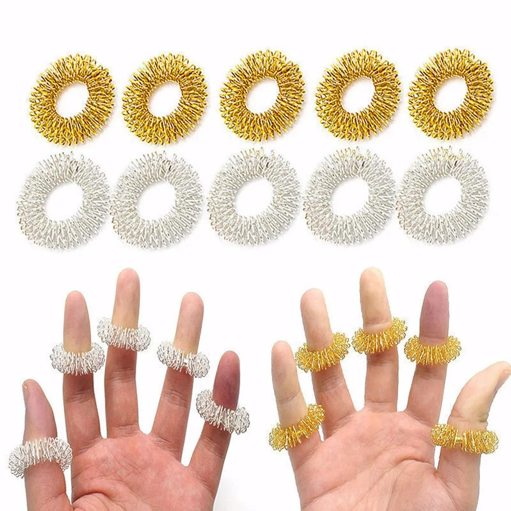 

10pc Finger Massager Ring Massager Toy That Relieves Stress Relaxing Finger Hand Care Health Care Finger Ring Acupoint Massage#Y