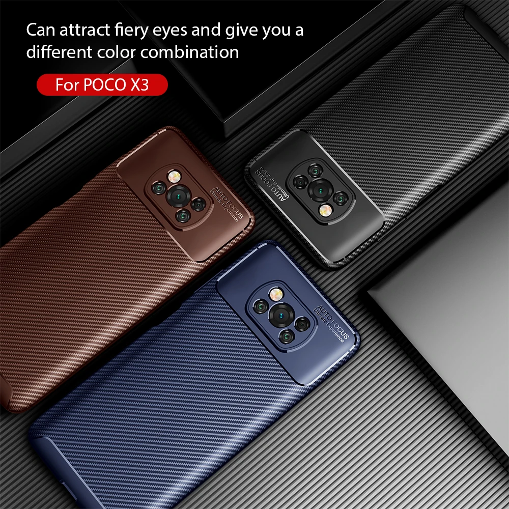 Чехол для Xiaomi POCO X3 NFC мягкий силиконовый чехол из углеродного волокна и ТПУ