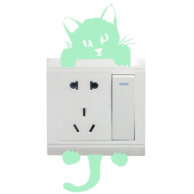 Cartoon Luminous Switch Sticker Glow in the Dark Cat Home Decoration Removable Wall Decals Valentine Party Decor | Дом и сад