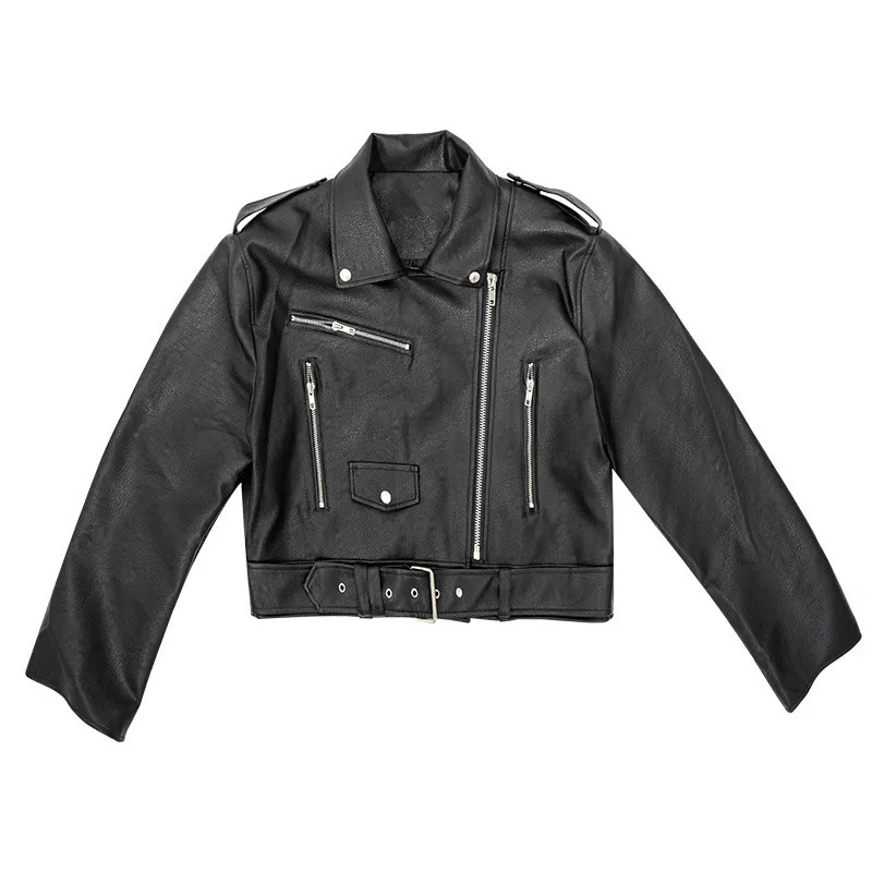 

Winter Coat Retro High Street Turn-down Neck Women PU Leather Jacket Short Black Faux Leather Jacket Female Loose