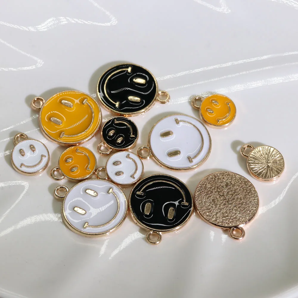 

20Pcs White Black Yellow Smile Jewelry Making Pendant Cartoon Smiley Charms Bracelet Earrings Necklace Pendant 16/10MM