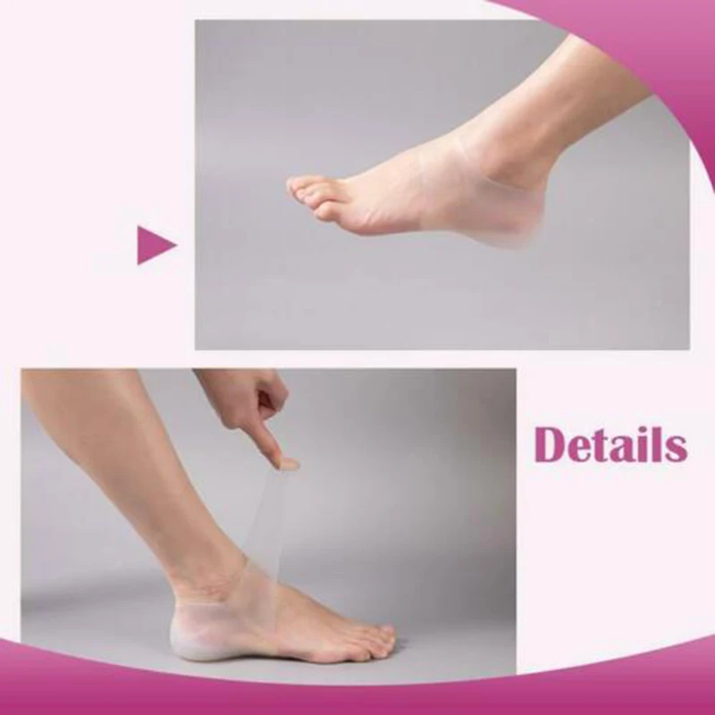 

Hot 1Pair Invisible Height Increased Insoles Silicone Heel Socks for Women Men PLD