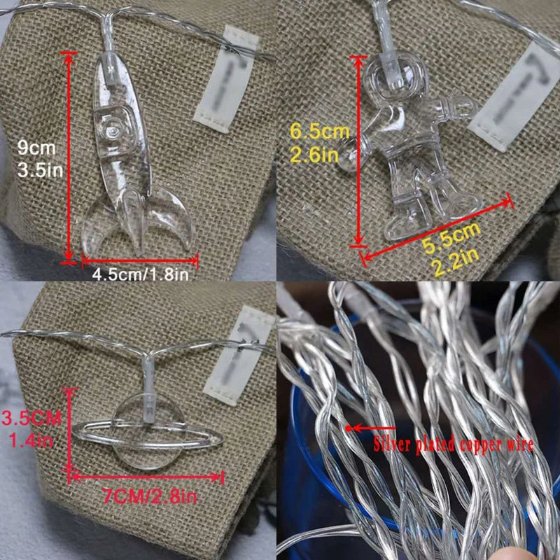

Kids Room Spaceman LED Light String Bedroom Nursery Holiday Decoration Light DIY Cute Outdoor Waterproof Watercolor Lamp