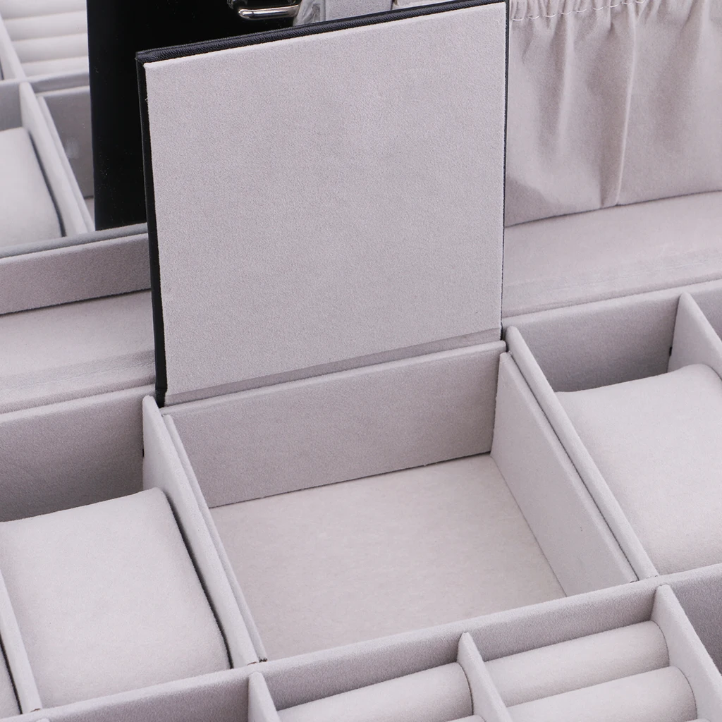 

Jewelry Organizer Box with Mirror and Removable Partition Watch Storage Box