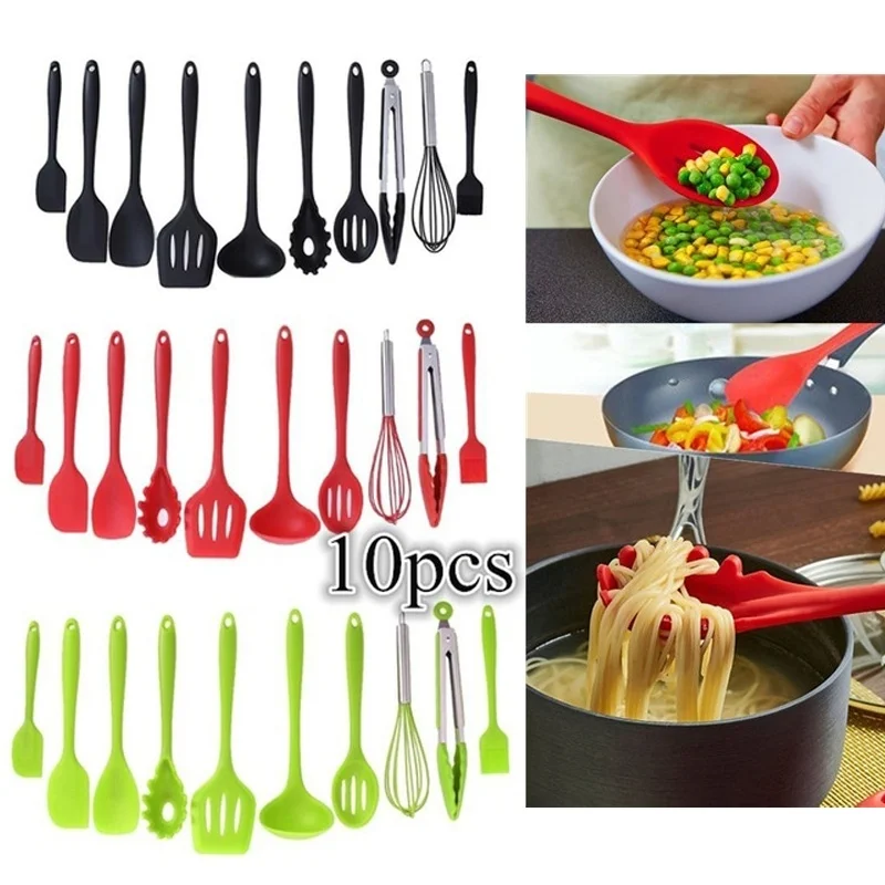 10 шт./компл. набор силиконовых лопаточек антипригарная кухонная посуда ложка для