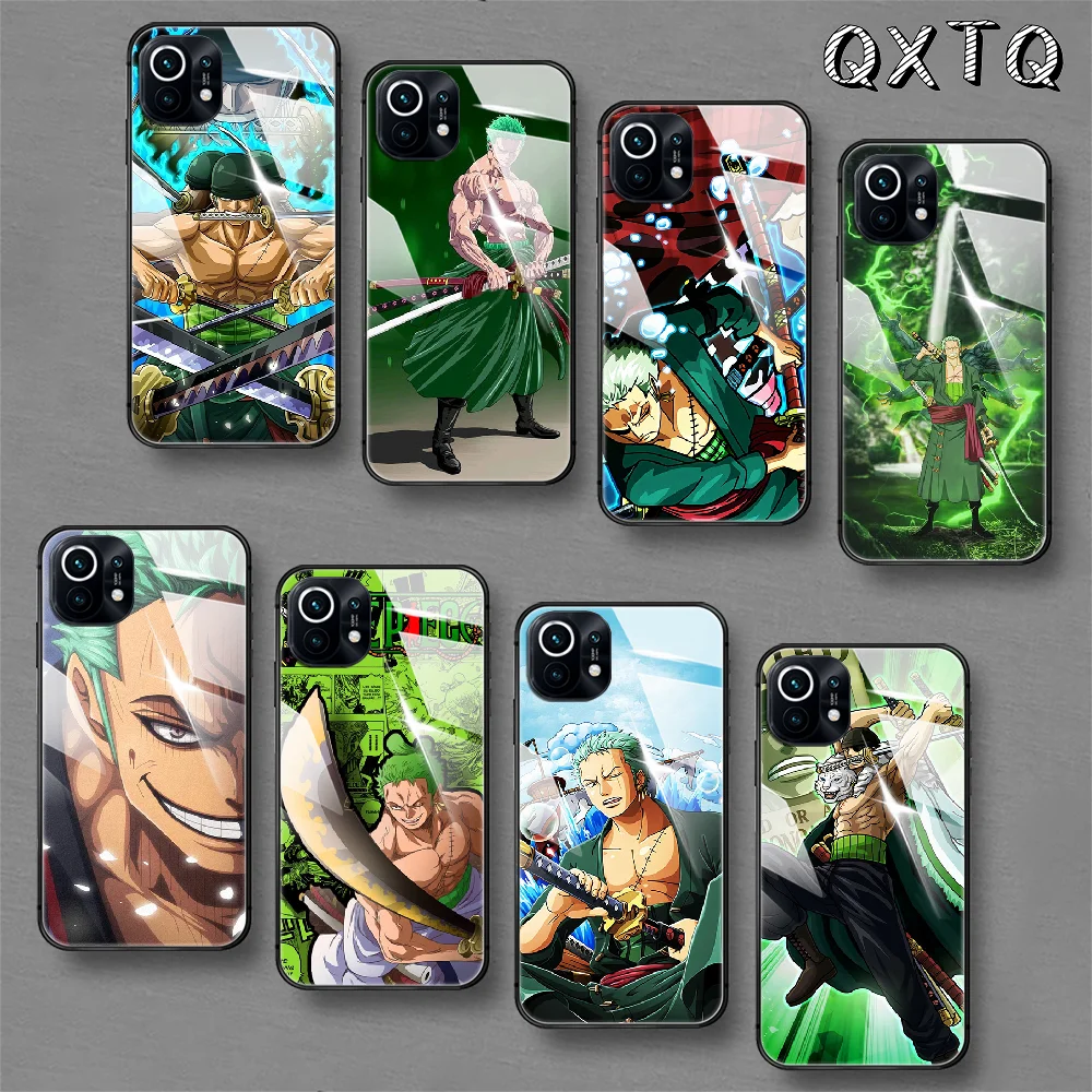 

One-Piece-Zoros Anime Tempered Glass Phone Case For Xiaomi Mi 8 9 10 11 T Max Pro Lite Poco F X 2 3 Nfc Ultra Cover Cell