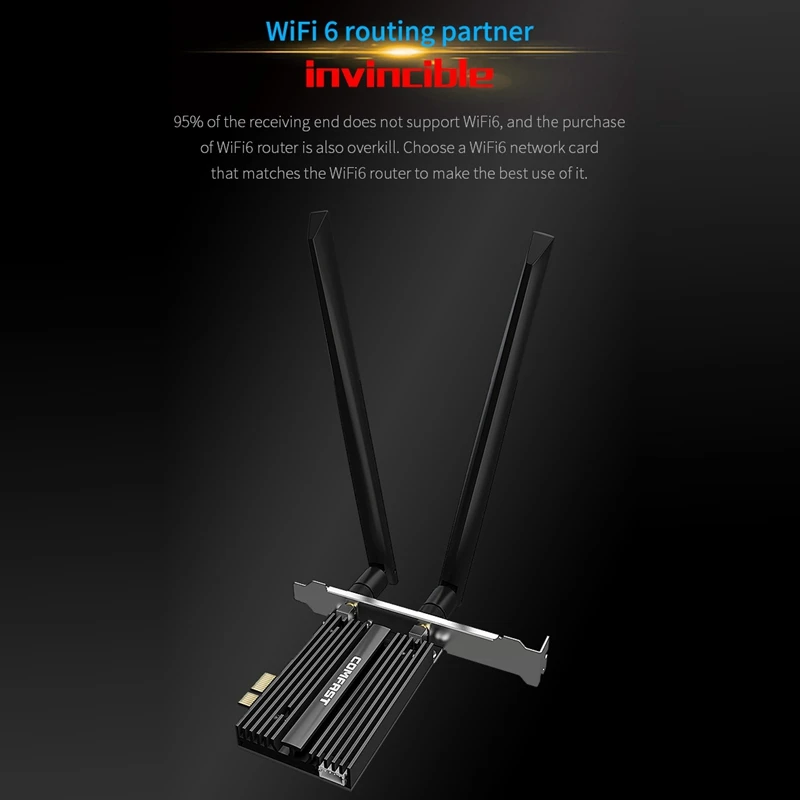 

AX200 PRO Wireless Network Card, Dual-Band Bluetooth 2974Mbps PCIE Computer Game WIFI6 Built-in Network Card
