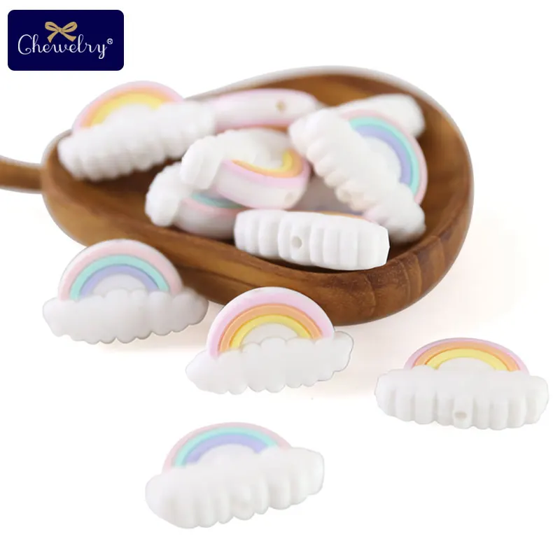 5 шт. мини детский Прорезыватель для зубов Силиконовые бусы радуги и облака